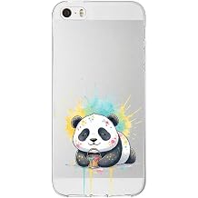 iPhone 5S ile Uyumlu Splash Panda Tasar ml  Slimfit  effaf Silikon K l f