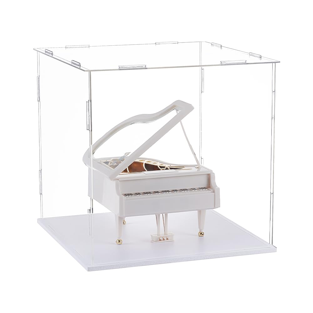 AHANDMAKER Display Case Clear Cube Baseball Holder Hat Display Case with White Base Acrylic Transparent Showcase for Action Figures Baseball 7.87x7.87x7.87 Inch