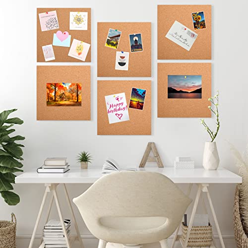 16 Pieces Cork Board Tiles 12 X 12 Square Bulletin Board 1/4 Thick Cork Board With 80 Self Adhesive Squares Included For Office, School And Home #TOP4