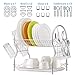 Dish Drying Rack, 2 Tier Dish Rack Kitchen Organizer with Drain Board, Chrome ALHAKIN