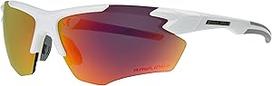 Rawlings Nice Pick Blade Youth Baseball Sunglasses, Shiny White/Red Mirror, 70mm