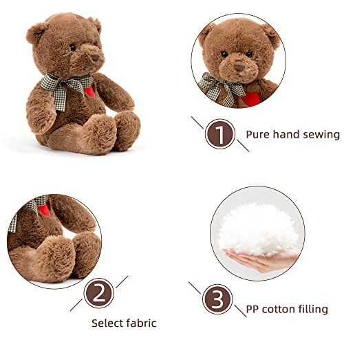 Adorlynetty 11.4” Small Teddy Bear With Heart Cute Brown Teddy Bear Stuffed Animals For Valentines Day Soft Bear Plushie Toy Stuffed Bear Plush Gifts For Girlfriend Kid #TOP3