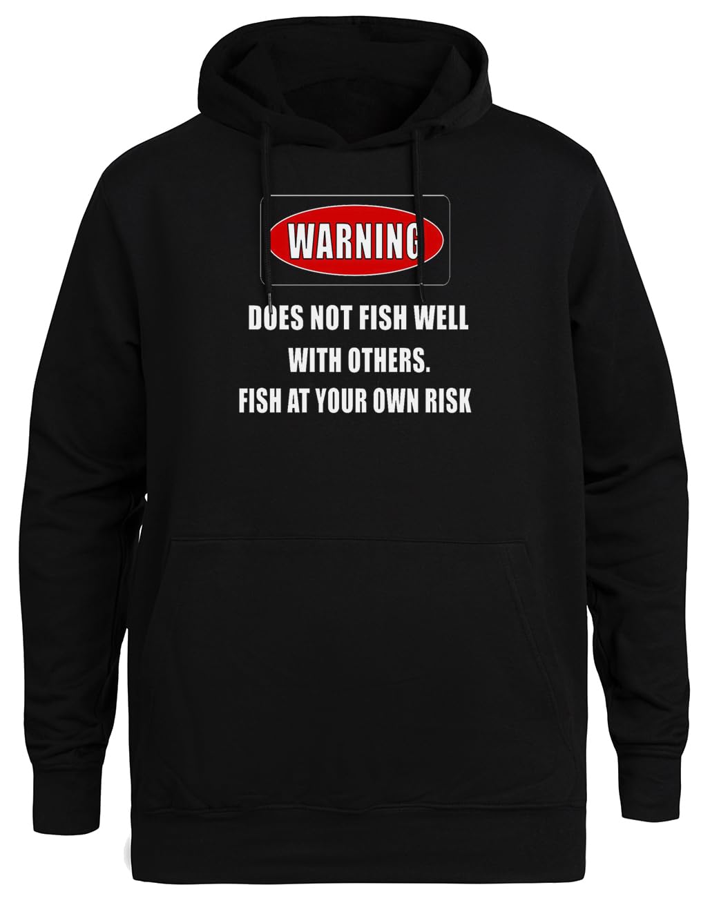 Uwaga... Nie Dobrze Łowi Z Innymi Unisex Czarna Bluza Ekologiczna z Kapturem Unisex Black Hoodie Eco-Friendly Hooded Jacket