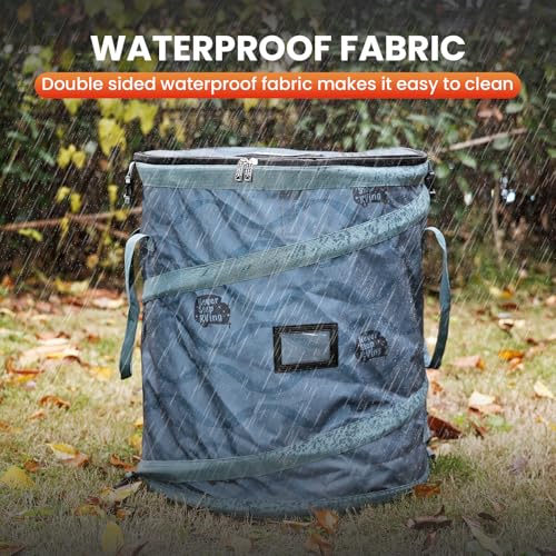 Image of Pop-Up Trash Bin with Removable Divider, Heavy Duty Bottom, Collapsible Storage for Camping, Laundry, Storage and Garden, Waterproof and Tear Resistance Material with Air Vent, Blue