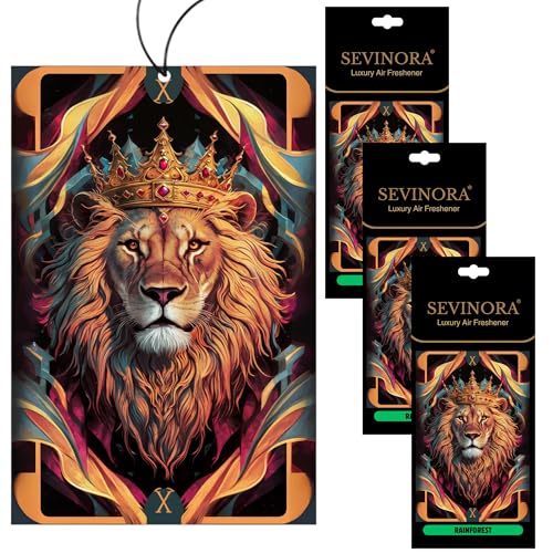 Geurboom auto luchtverfrisser – leeuwenkoning design – Rainforest geur – 3-pack – premium luchtverfrisser voor auto en decoratie
