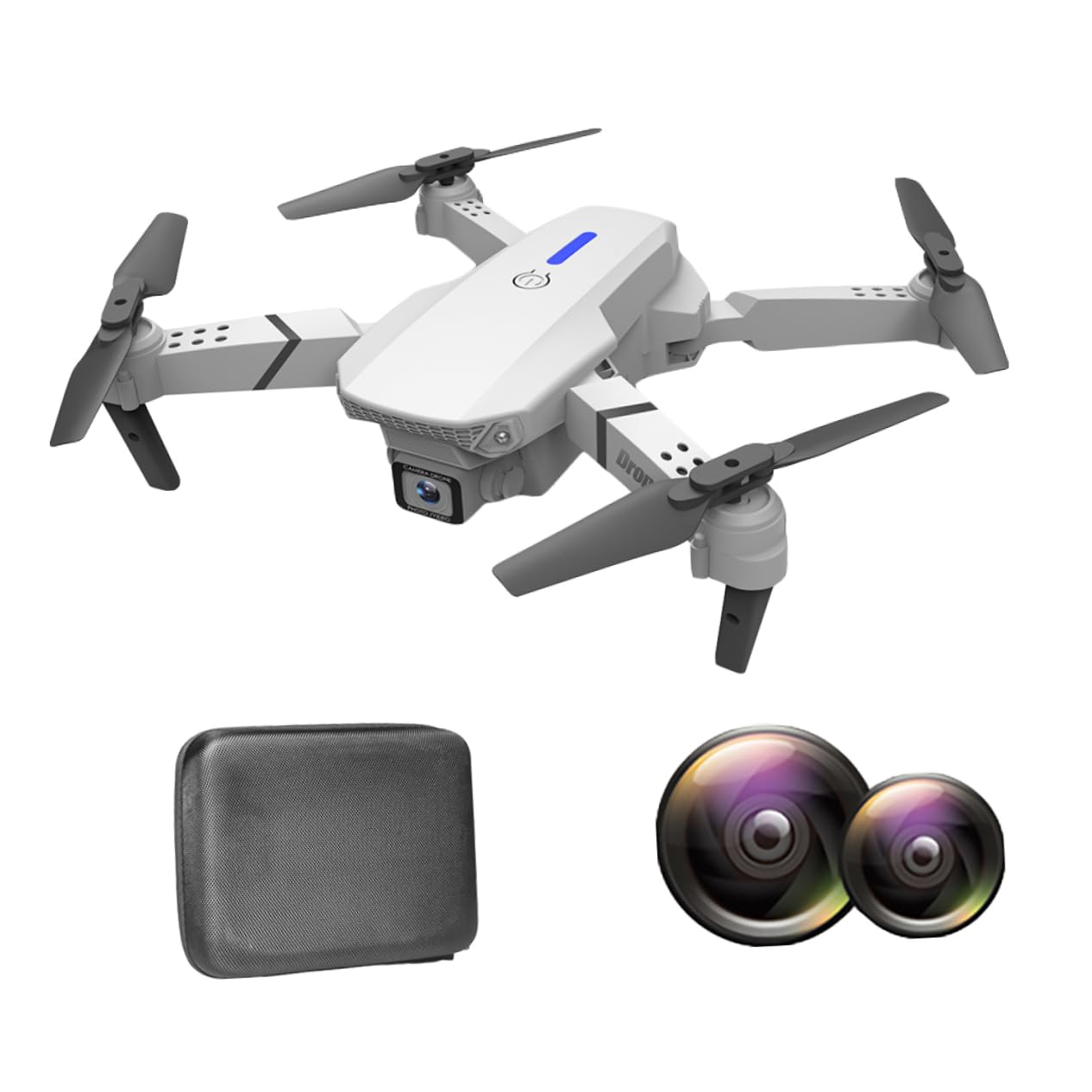 Dron Plegable E525 Doble Cámara 4k, Quadrotor Blanco