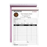 Custom Carbonless Sales Invoice Form Books for Small Business, Personalized NCR 2-Part Receipt Book with Carbon Copies, Cover Add Company Name, Address and Number Printed