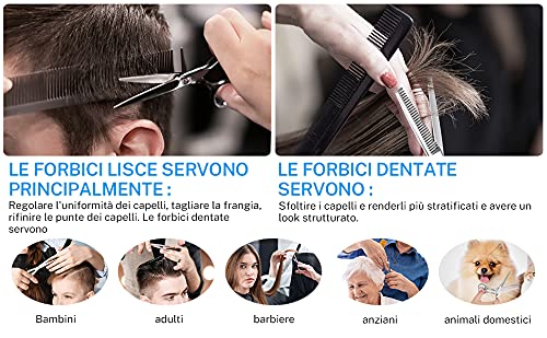 Foto von Misiki Haarschere Set Scharfe Friseurscheren Premium Haarschneideschere Licht Einseitiger Effilierer Professionelle Haarschneidescheren Haarschneideset Friseurschere für Kinder Frauen und Männer