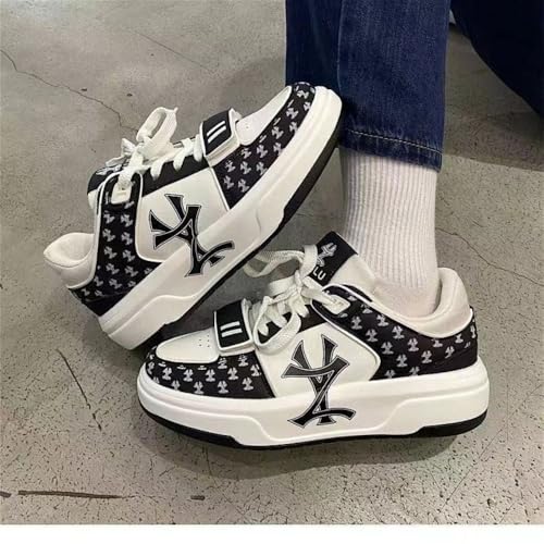 2025 Youth Comfortable Printed Casual Sneakers | Trendy White & Navy Athletic Shoes for Everyday Wear3