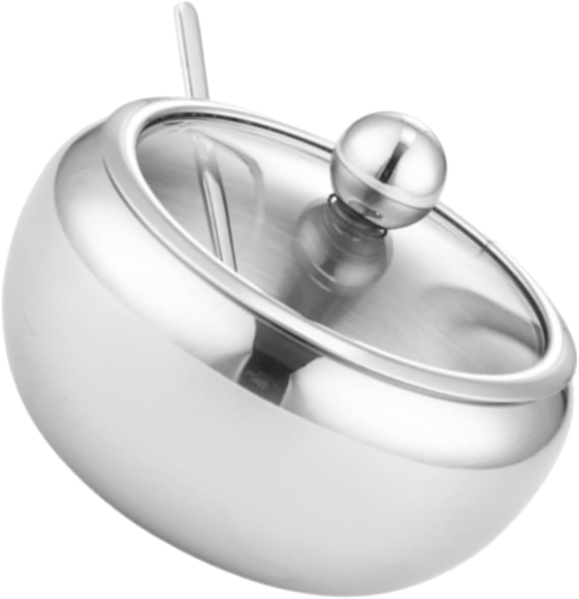 GLEAVI 5sets Stainless Steel Spice Jar with Lid and Spoon Condiment Holder for Sugar Salt Pepper and Seasonings for Home and Parties