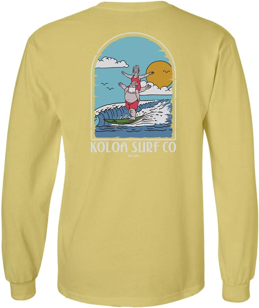 Koloa Surf Men's Surfing Claus Logo Long Sleeve Tees in Regular, Big and Tall
