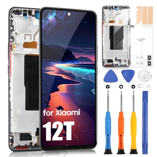 AGCUT Schermo LCD Incell Per Xiaomi 12T E 12T Pro 5G – Display 6.67” Con Telaio Nero, Sostituzione Touch Screen, Qualità AAA