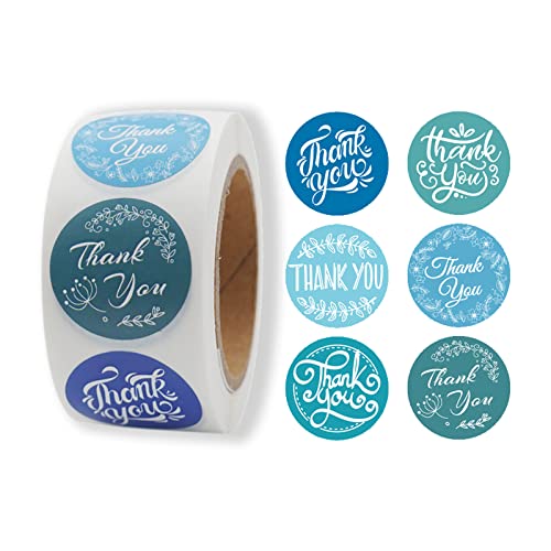 CZAYEFNH 6 Estilos Gracias Pegatinas Adhesivas, 400pcs, Azul, Pegatinas de Sobre, Decorativas, 2.5CM, Etiquetas para Cumpleaños, Fiesta, Boda