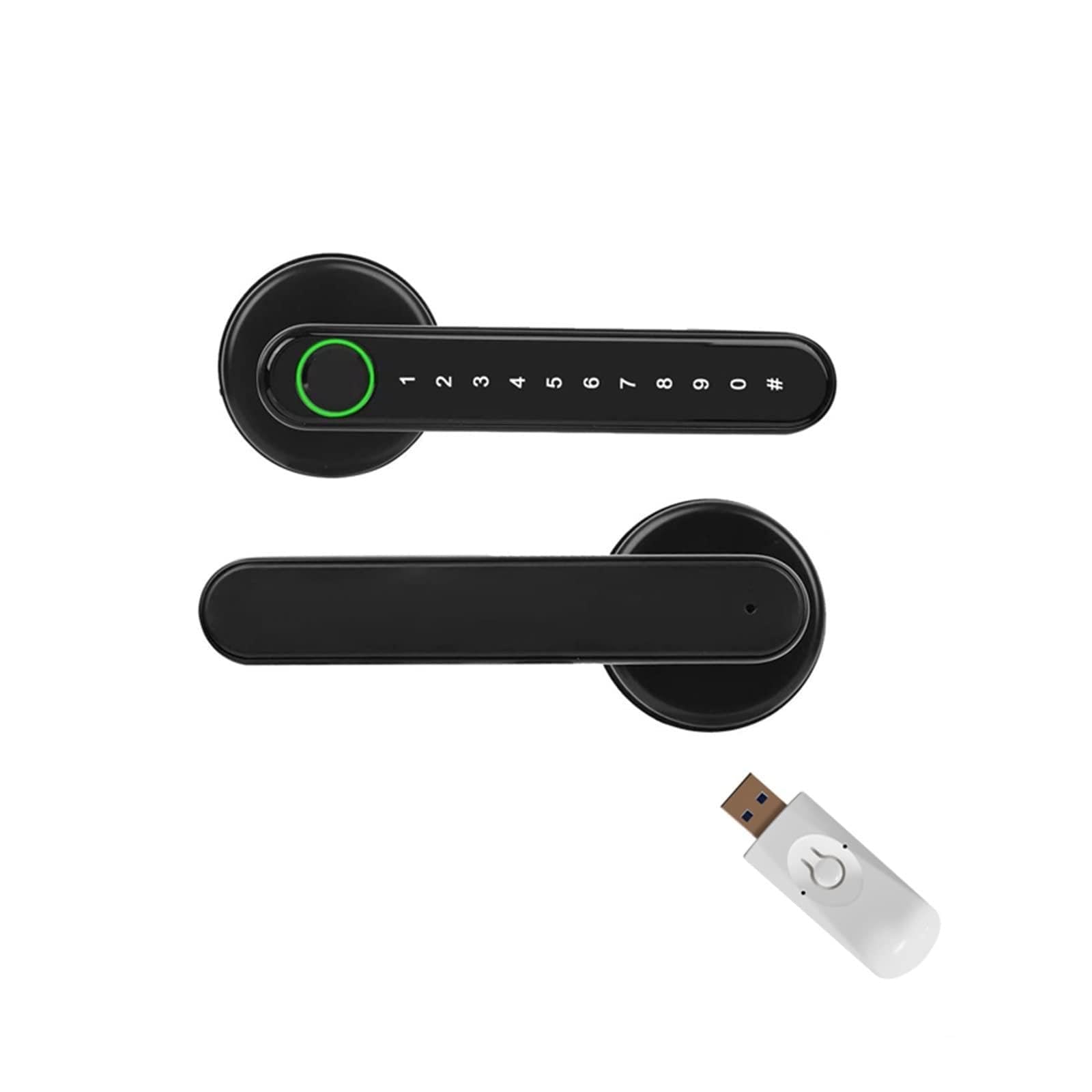 Front Door Lock Tuya Electronic Smart Door Lock with Biometric Fingerprint Password APP Key Unlock USB Emergency Charge Keyless Entry Knobs(Black Gateway)