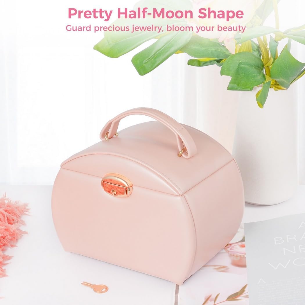 Jewelry Storage Box for Kids, 3-Layer Princess Style with Locking Mechanism and Mirror, Travel-Safe Jewelry Organizer and Gift for Birthdays