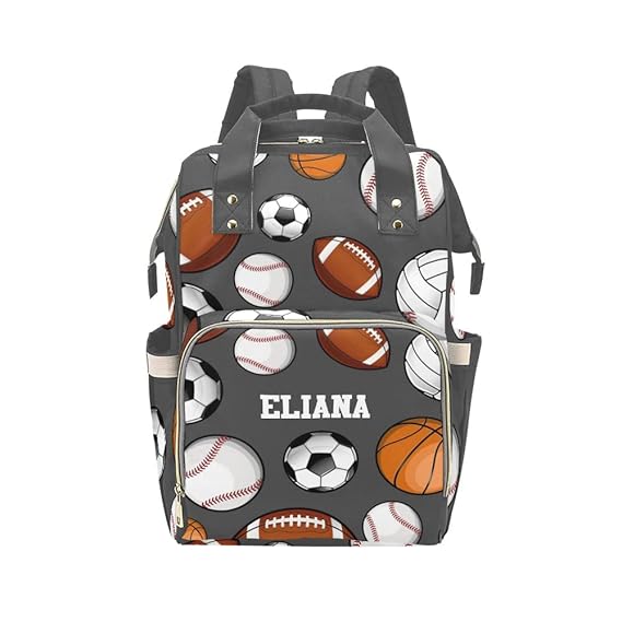 Liveweike Soccer Personalized Diaper Bag Backpack Custom Name Daypack Large Mommy Bag for Teen Girl Boy Student