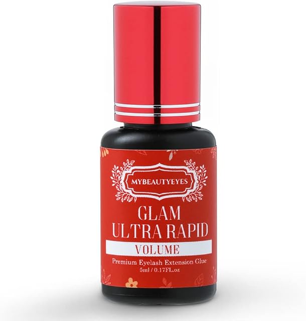 EXTRA FAST AND STRONG Glam Ultra Rapid Volume Glue for Eyelash Extension/Semi Permanent Extension Eyelash Bonding Supplies/Drying Time 1-2 Sec/Retention -8 Weeks/Latex Free / 5 ml