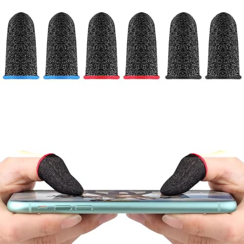 BDEPSTR 6 Pack Manchons pour Doigts pour Jeux, Transpiration Respirant Finger Manches Écran Tactile Tir et Visée Sensibles, PUBG Mobile Gaming Finger Sleeve
