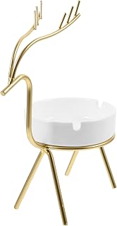 GLEAVI Peacock Creative Ashtray Modern Ceramic Design Unique Decoration Golden Color for Indoor Outdoor Use Stylish Smoking Accessory for Home and Café