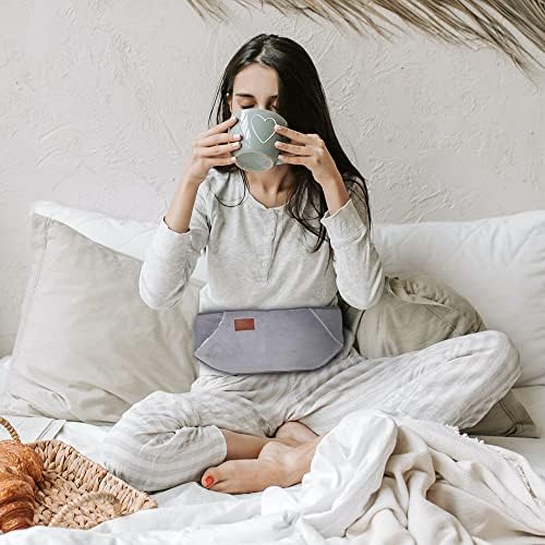 IWILCS Hot Water Bottle, Warm Hot Water Bag, Rubber Hot Water Pouch with Soft Plush Hand Waist Warmer Cover, Hot Water Bottle Belt for Neck, Shoulder, Back, Legs and Waist Warm(Gray)