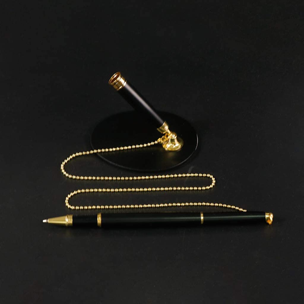 Juvale Lot De 3 Stylos De Bureau Avec Chaîne – Porte-stylo De Sécurité Adhésif – Chaîne De 66 Cm De Long Pour Comptoir D'affaires, Réception, Banque, Hôtel (stylos à Bille Noirs De