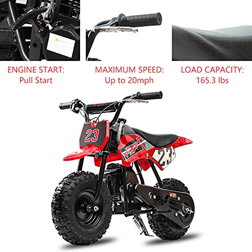 FRP DB002 50CC 2-Stroke Mini Kid Dirt Bikes, W/EPA Approved Gas Powered Engine, Upgrade Tires, Speed Up 20 Mph Weight Support 165 LB, for Kids