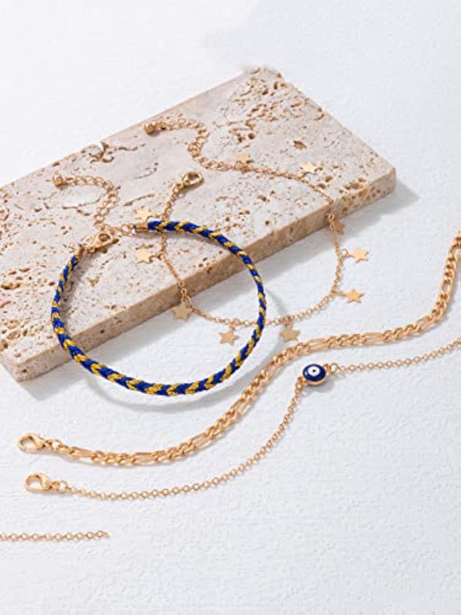 Modern Toned Star Charm Combo Anklet for Women