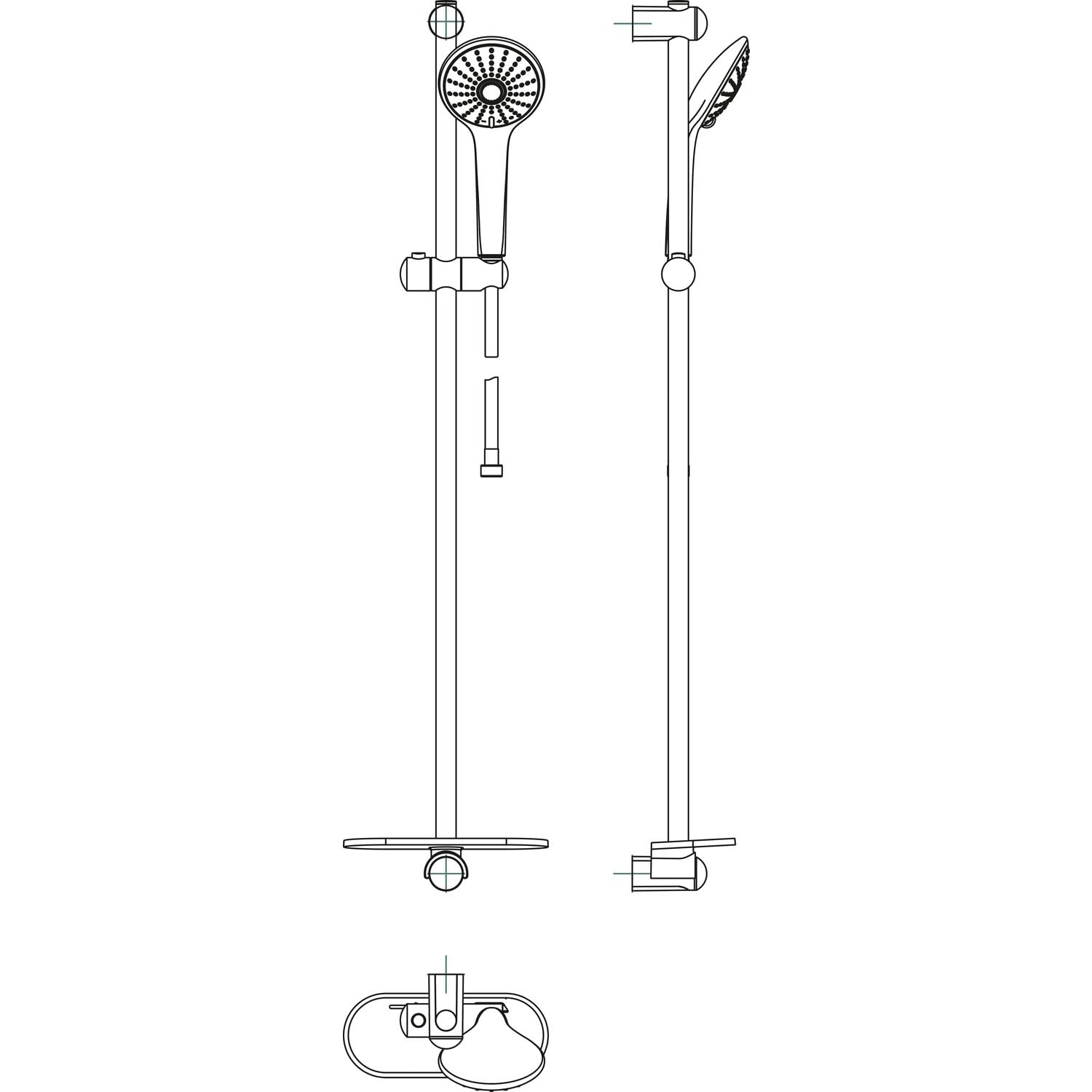 GROHE 110 Massage - Brausestangenset (3 Strahlarten, schnelle Befestigung, inkl. Duschablage, Antikalk- System, langlebig), chrom, 27226001