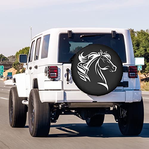Image of Horse Head Spare Tire Cover Dust-Proof Wheel Tire Cover Fit Trailer, RV, SUV and Many Vehicle 16 Inch