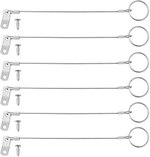 Wwxuanke Stainless Steel Lanyard 316 Cable Tether Safety Wire Marine Hardware for Loss Prevention 1 Loop with Quick Release Ring and Rubber Coating 6 Pcs, silver white