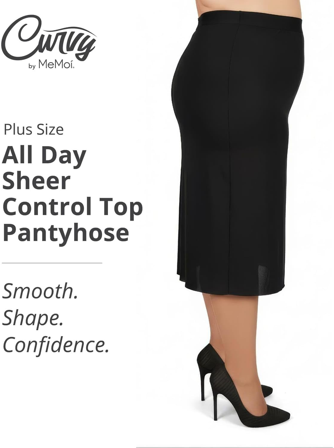 MeMoi Plus Size Curvy Control Top Pantyhose for Women, Comfortable Sheer Pantyhose, Lightweight Womens Stockings, Sizes 1X-QP