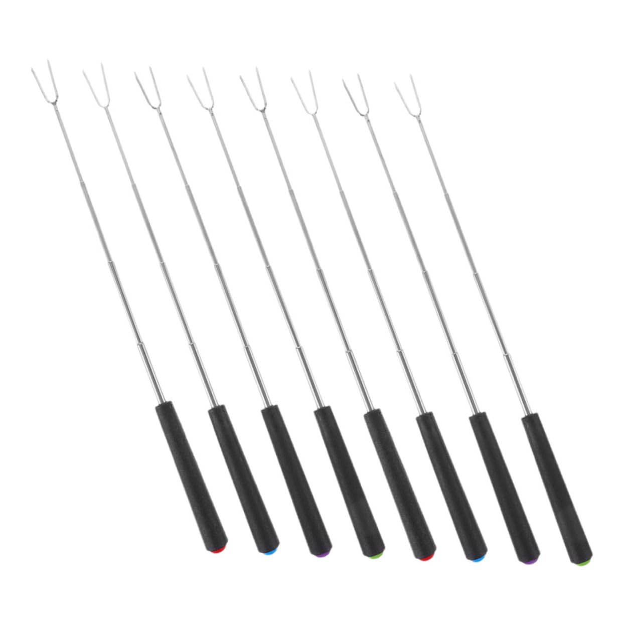 Unomor 8pcs Set Fork Set Telescoping Roasting Sticks with Ergonomic Handles Extendable Hot Dog Skewers for Marshmallow for Group Barbecues