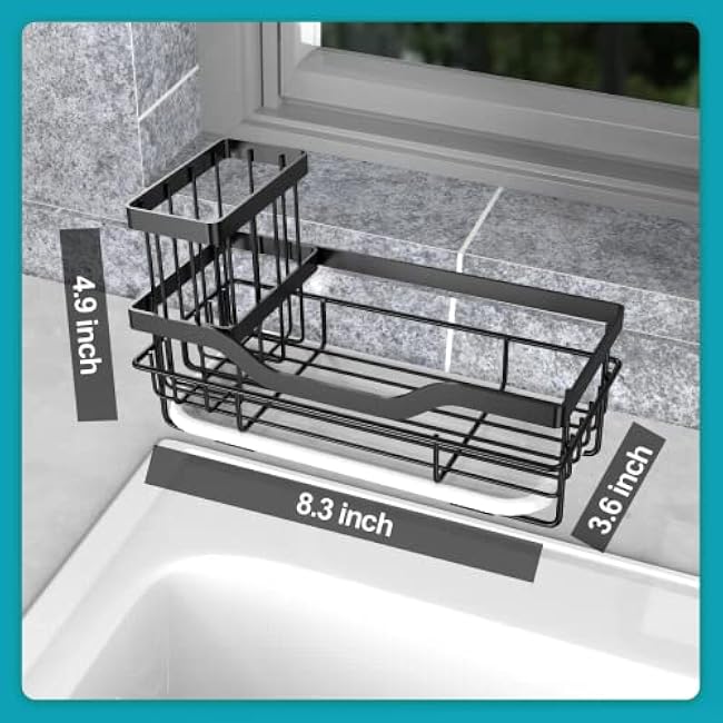 Sponge Holder for Kitchen Caddy Sink Organizer, Multifunctional Rustproof Dish Soap Sponge Caddy for Kitchen Sink Counter with Detachable Brush Holder & Drain Tray - Storage Kitchen & Home Accessories