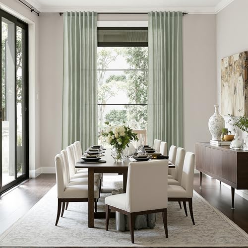 Image of Nanspring Extra Long Linen Curtains 132 Inch for Living Room Desert Sage