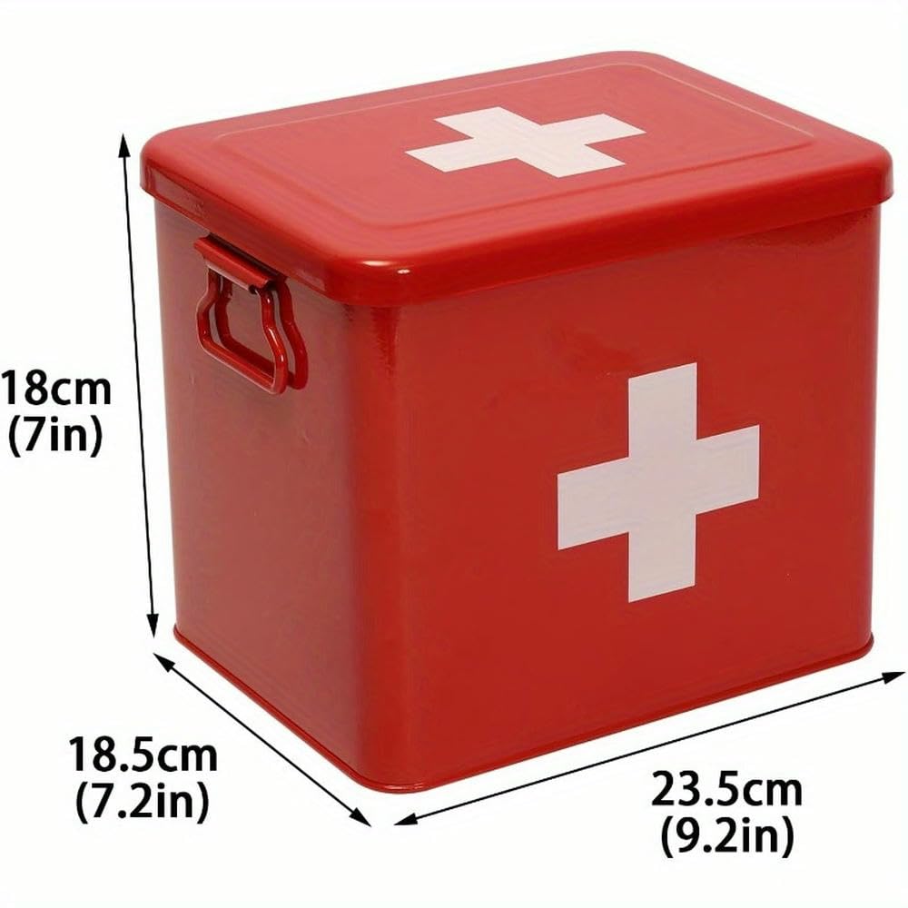 NYSDM - Kit compacto de primeros auxilios de 2 niveles con bandeja extraíble, contenedor de almacenamiento de medicamentos, ungüento para quemaduras, kit de primeros auxilios de emergencia para el