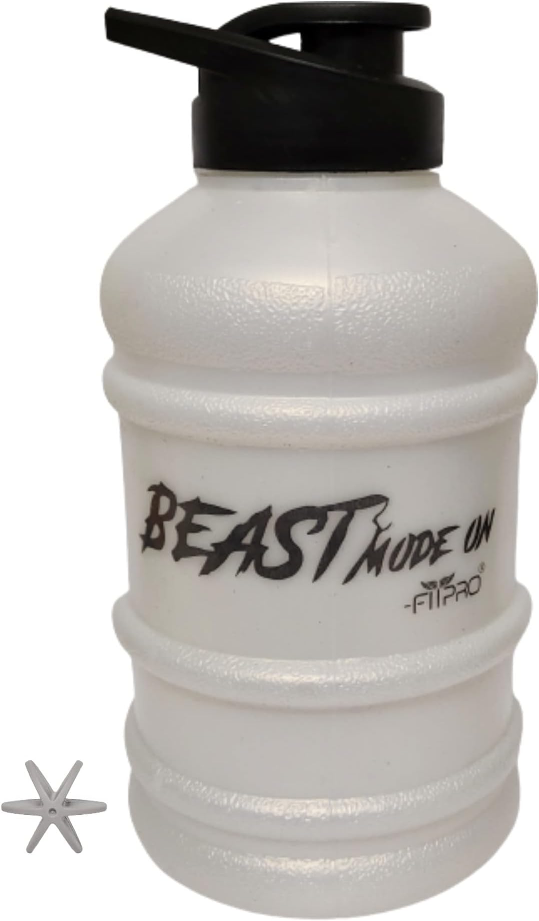 FITPRO Beast 1.5L Sports Gallon Water Bottle for Gym Shaker with Mixer Ball Pearl White