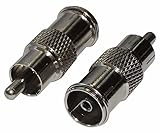 Adaptador conector AERZETIX: 2 x Adaptadores Conectores Enchufe RCA Macho - Antena TV 9,5mm Hembra