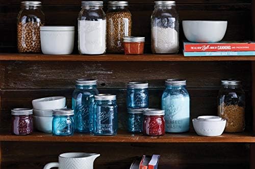 BALL® AQUA VINTAGE REGULAR MOUTH 473ML/ 1-PINT/16-OZ. GLASS MASON JARS, 4-PACK