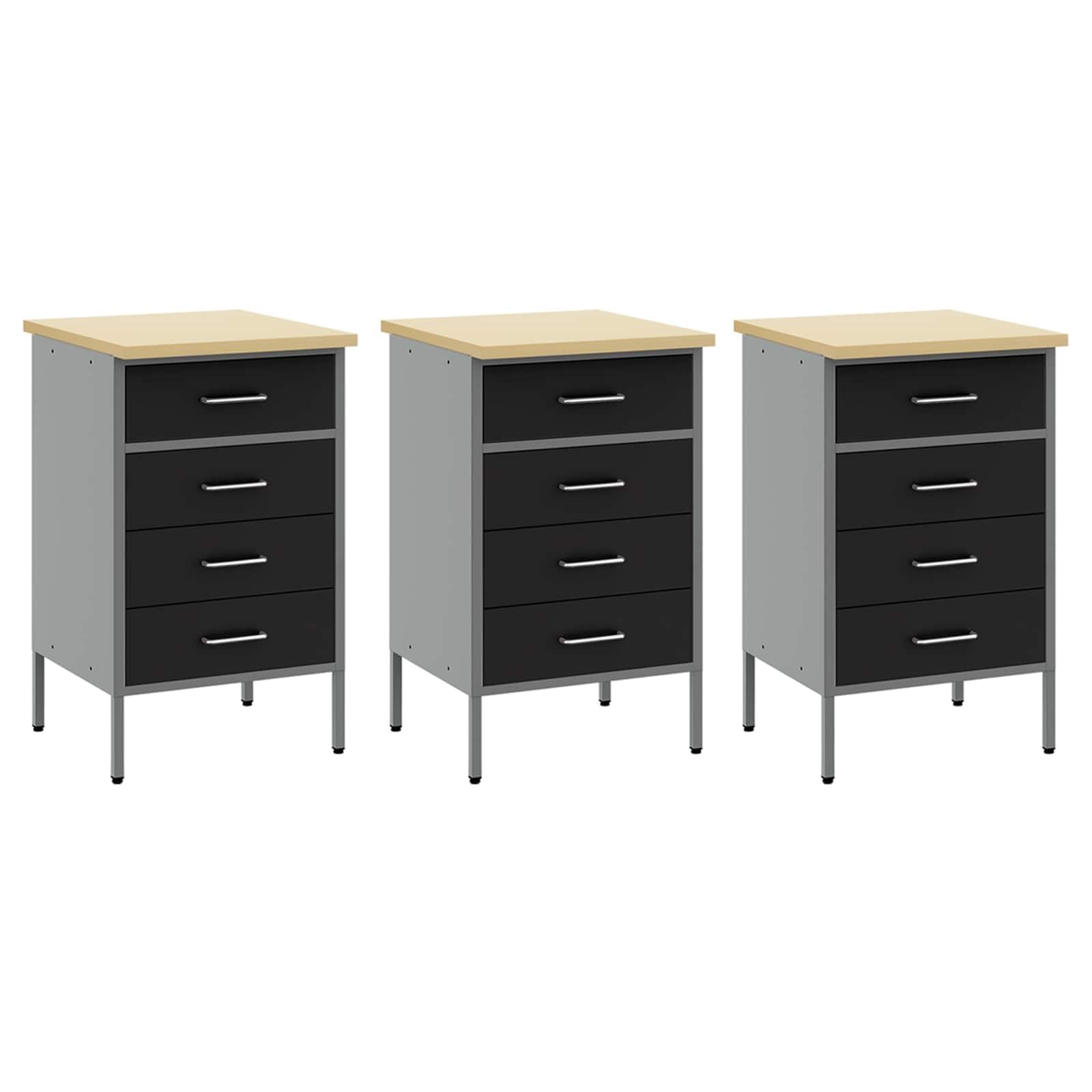 Établi avec tiroirs en bois et acier - 150 x 55 x 200 cm - Ensemble de 8 pièces avec rangement à outils, système de rangement, armoire et cloison perforée pour atelier et garage