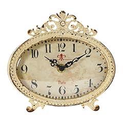 Creative Co Op Distressed Pewter Mantel Clock, Cream product