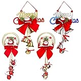 Diseño exquisito: El colgante de campana de navidad está finamente diseñado por campanas, papá noel, lazo rojo y pancartas de "Feliz navidad", estos patrones, muy hermosos y clásicos. Pueden traerle un gran ambiente navideño.