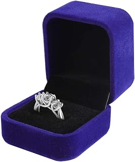 LamQee Engagement Ring Box Velvet Earrings Studs Ring Case Jewelry Display Storage Box Gift Box for Proposal Engagement Birthday Wedding Anniversary Valentine's Day, Blue