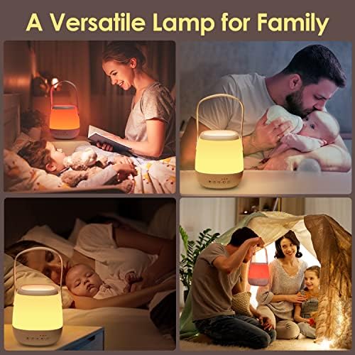 One Fire Night Light Kids+White Noise Machine Baby Night Light, Portable & Rechargeable Night Light Baby White Noise Machine, 8 Colors Battery Operated Table Lamps, Remote+AUTO Timer Kids Night Light