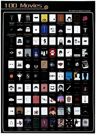 Jucoan 100 Movies Scratch Off Poster with Scratching Tool, Top Films of All Time Bucket List, Great Gift for Children Kids