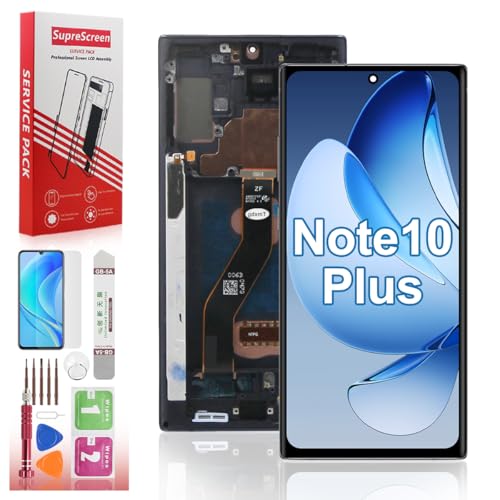 Suprescreen OLED for Samsung Galaxy Note 10 Plus Screen Replacement LCD Display Touch SM-N975F SM-N975U OLED Digitizer Touch Assembly+Tools (Support Fingerprint,Black Frame)
