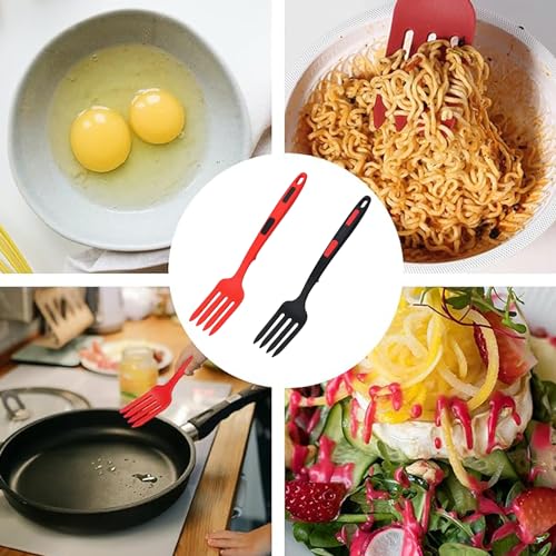 Miniatura 9 de 2 Piezas Tenedor De Silicona Para Cocinar, Tenedor Para Mezclar Antiadherentes, Multifuncional Antiadherente, Resistente Calor Silicona, Pasta Utensilio De Cocina Rojo, Negro 181g