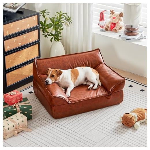 Stylish Mid-Century Modern Leather Dog Bed