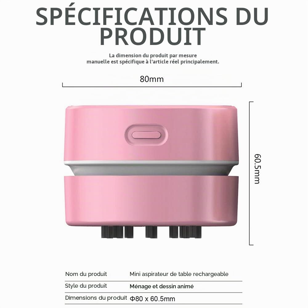 ODISTAR Mini aspirateur de Bureau, économe en énergie, Nettoyage des Cheveux, des miettes, Clavier d'ordinateur, Cadeau pour Enfants (Rose)