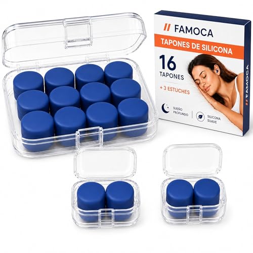 16 Tapones Para Dormir Silicona Moldeable Reutilizable Antiruido Comodos Oidos Sensibles Azul Reducen Ruido Ronquidos Vecinos Viaje Estuche Portatil Ajuste Personalizado Descanso Profundo Uso Diario