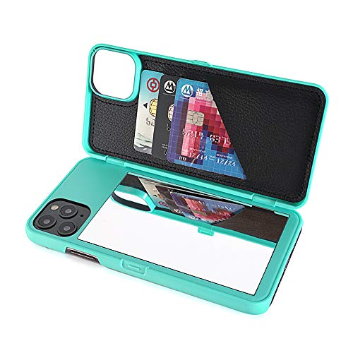 W7ETBEN iPhone 11 Pro Max Case,Hidden Back Mirror Wallet Case with Stand Feature and Card Holder for Apple iPhone 11 Pro Max (2019) 6.5 inch (Teal) - Image 3